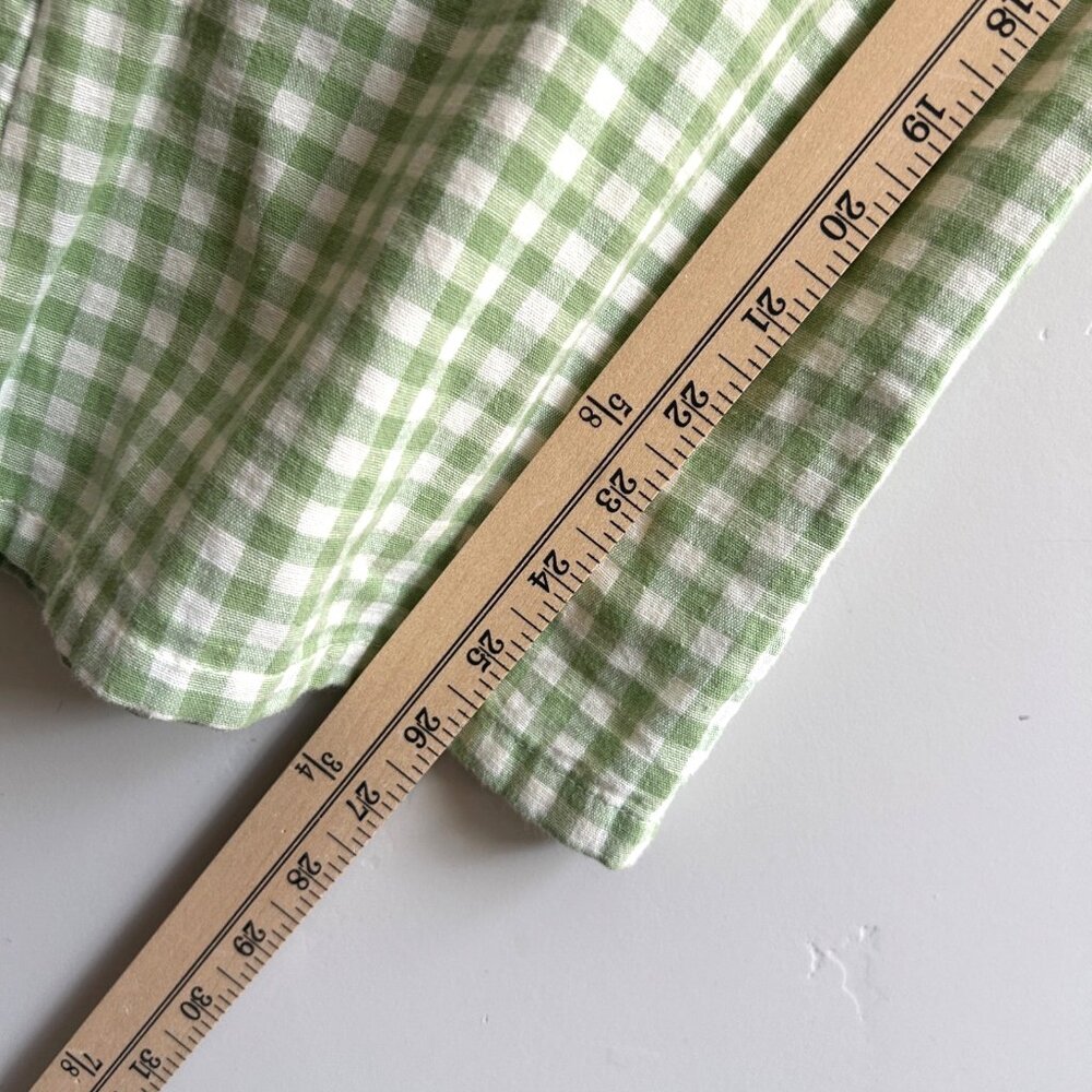 American Eagle 2 Piece Crop Top Flowy Pants Large Green Lined Gingham Hippie - Picture 13 of 16